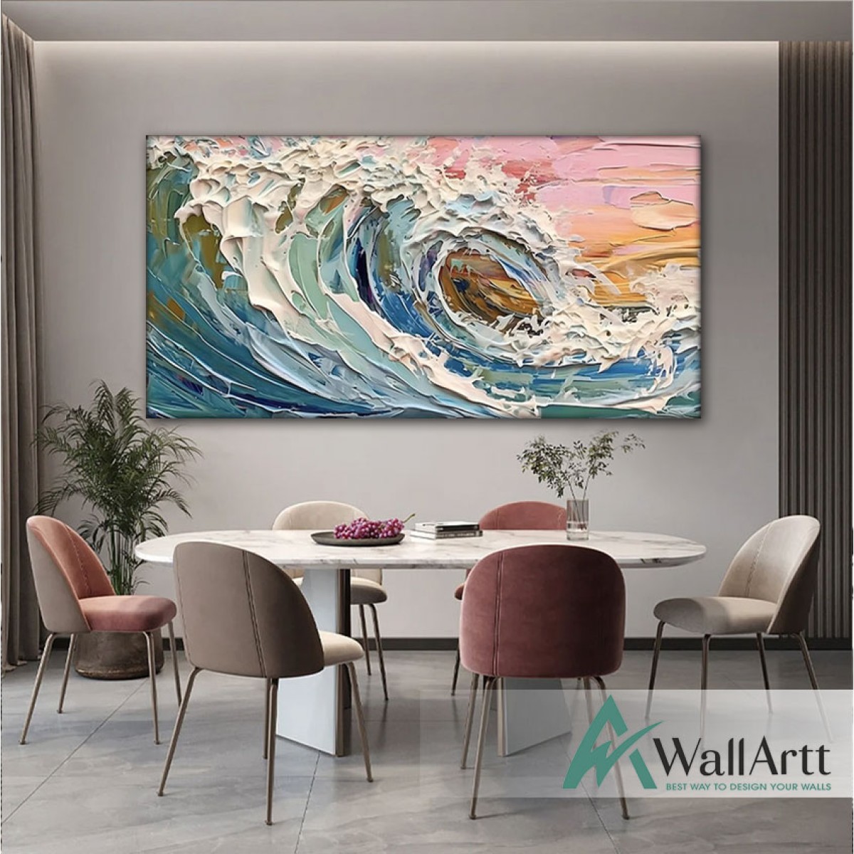 Abstract Waves III 3D Heavy Textured Partial oil Painting